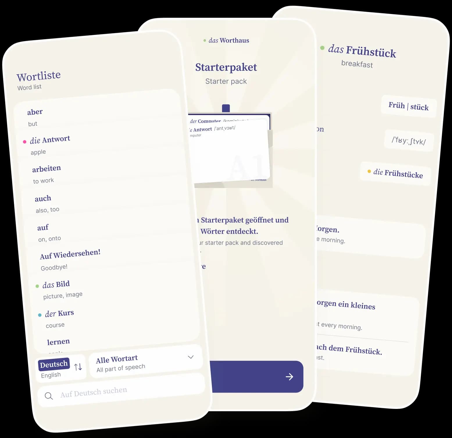 Learning that you'll enjoy. - Lernen, das dir gefällt. - Das Worthaus app screenshot